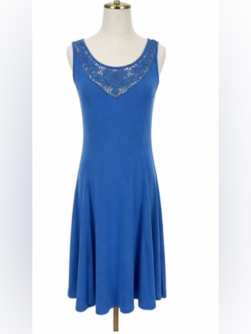 Lauren Ralph Lauren Blue Cotton Jersey Fit & Flare Dress — Size Medium